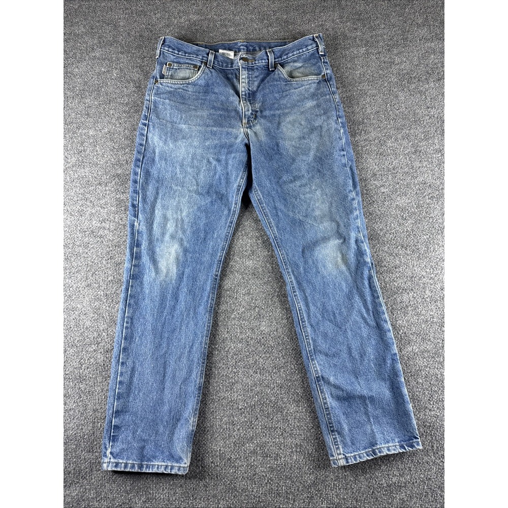 Carhartt Men's Straight Jeans Blue Denim, Traditional Fit, 5-Pocket 36x30‎